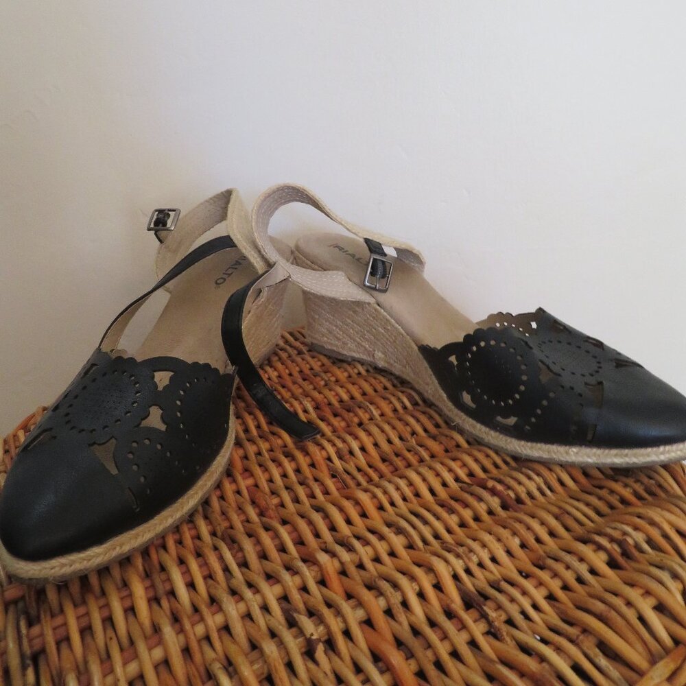 Rialto | Size 9.5 | Coya Black Espadrille Sandals Wedges